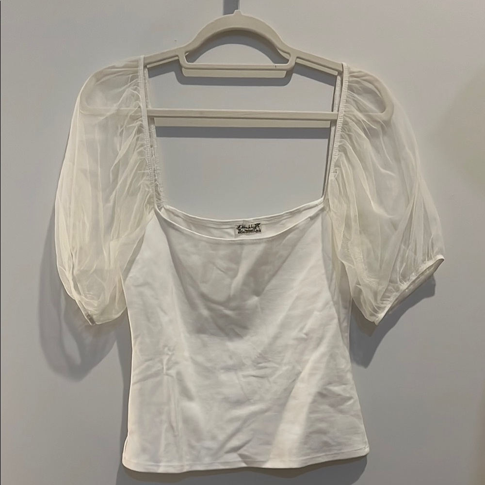 Elegant White Sheer Sleeve Top
